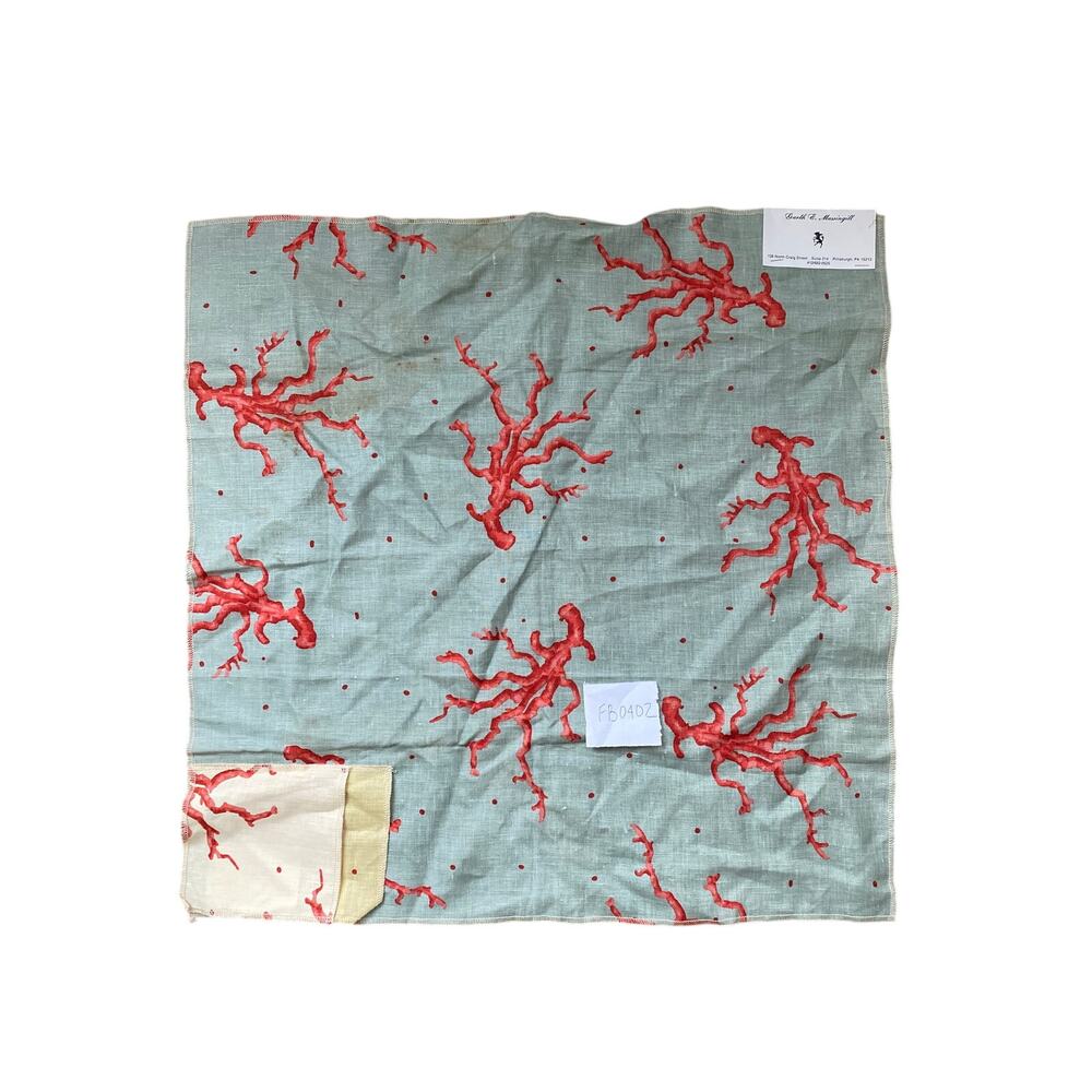 Jane Shelton "Sea Coral" fabric vintage swatch 26” x 26” medium weight